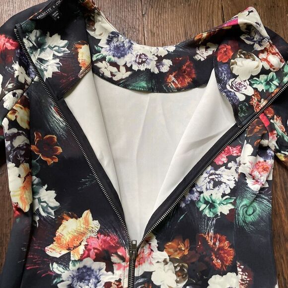 Felicity & Coco Womens‎ M Floral Peacock Bodycon Wiggle Dress Zip Back Stretch - Picture 7 of 9